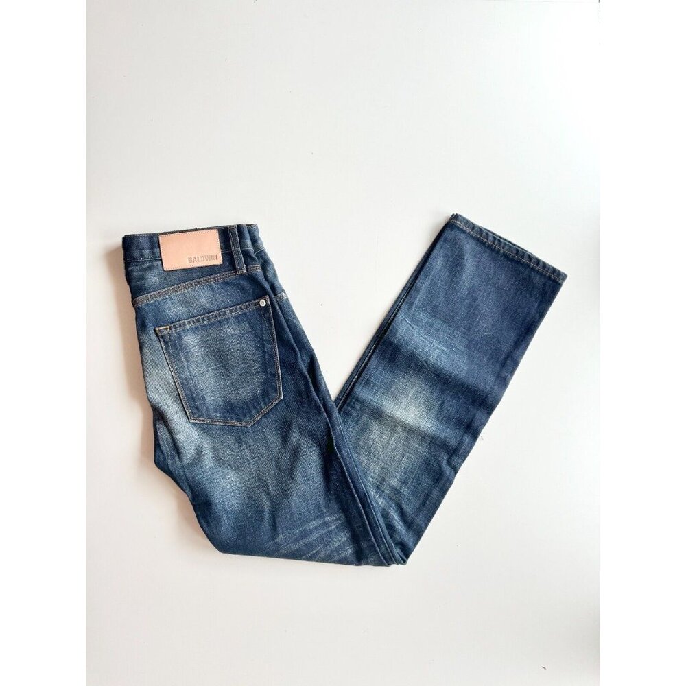 BALDWIN Samuel Fit Kyle Dark Indigo Wash Low Rise Slim Straight Jeans, Size 29